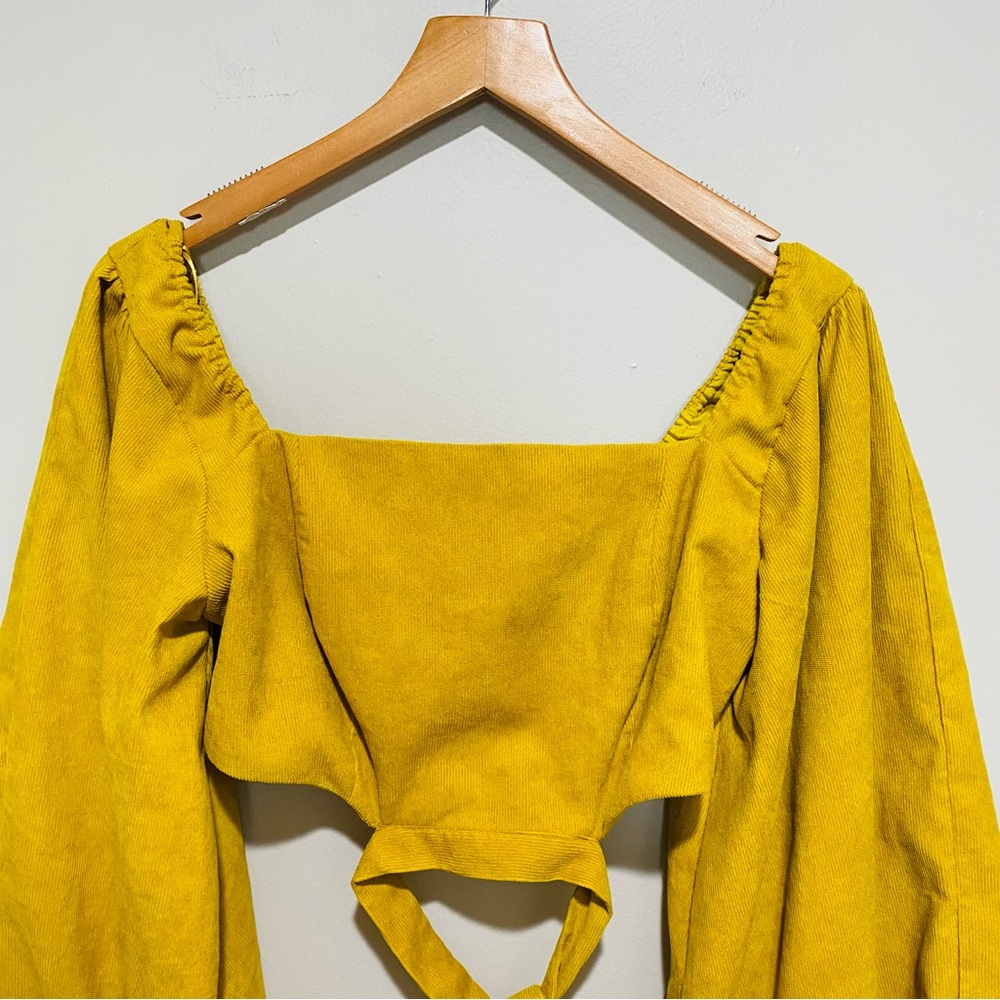 Style & Co Women's Yellow Balloon‎ Sleeve Crop Top Size L - Picture 5 of 15